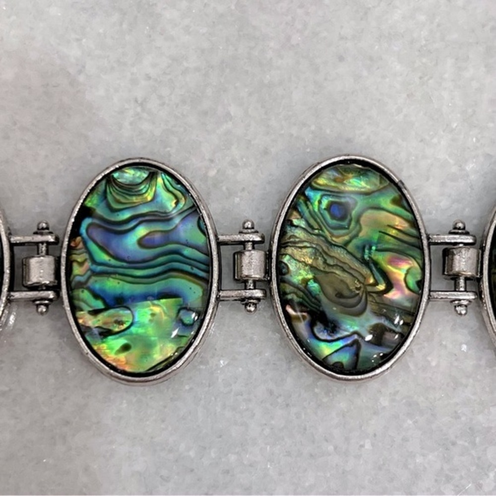 Abalone Shell Silver Toggle Clasp Bracelet - image 4